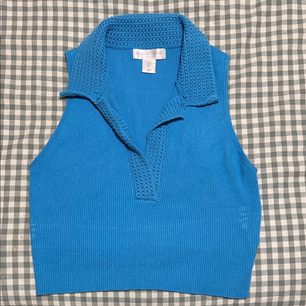 Blue Sleeveless Knit Top